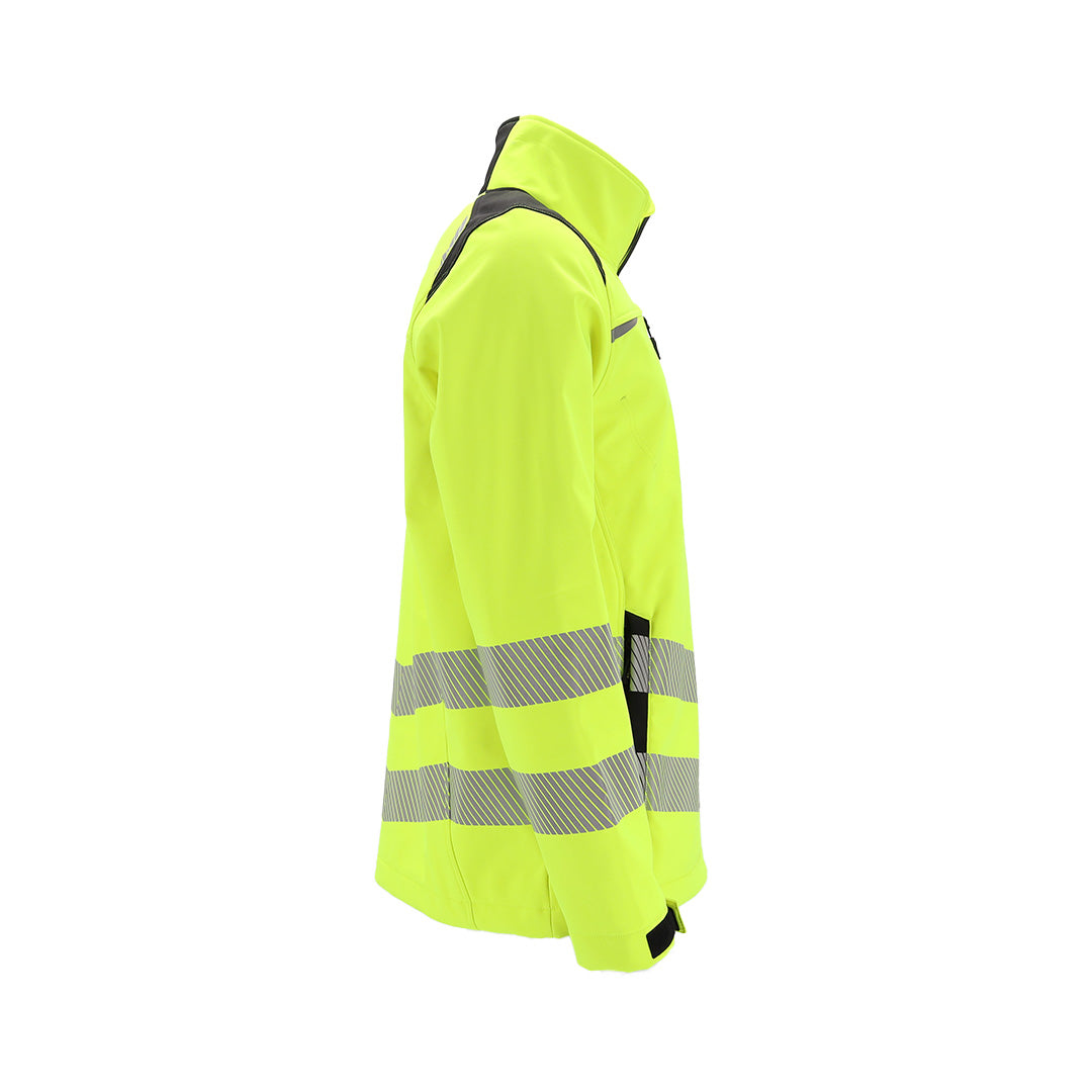 Fluorescerend gele jas met kraag met Cratex logo op linkermouw