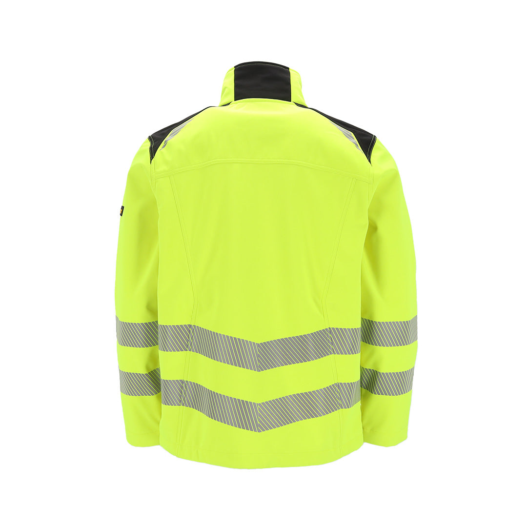 Fluorescerend gele jas met kraag met Cratex logo op linkermouw