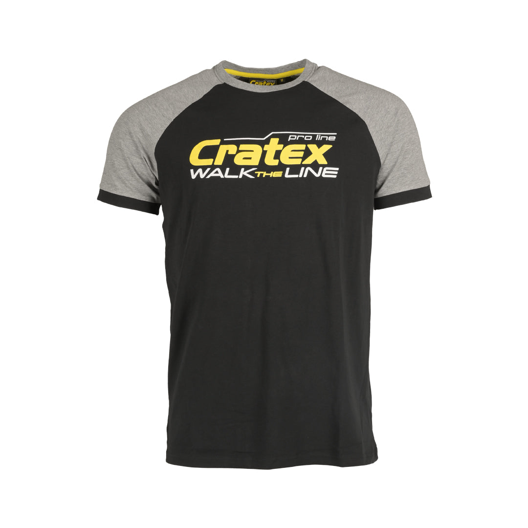 Zwart-grijs T-shirt Geneve van Cratex pro line met de tekst 'Cratex pro line Walk The Line' op de voorkant